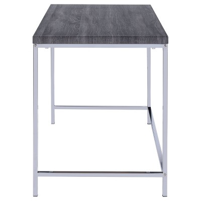 Weathered Gray and Chrome Home Office Desk with Drawer