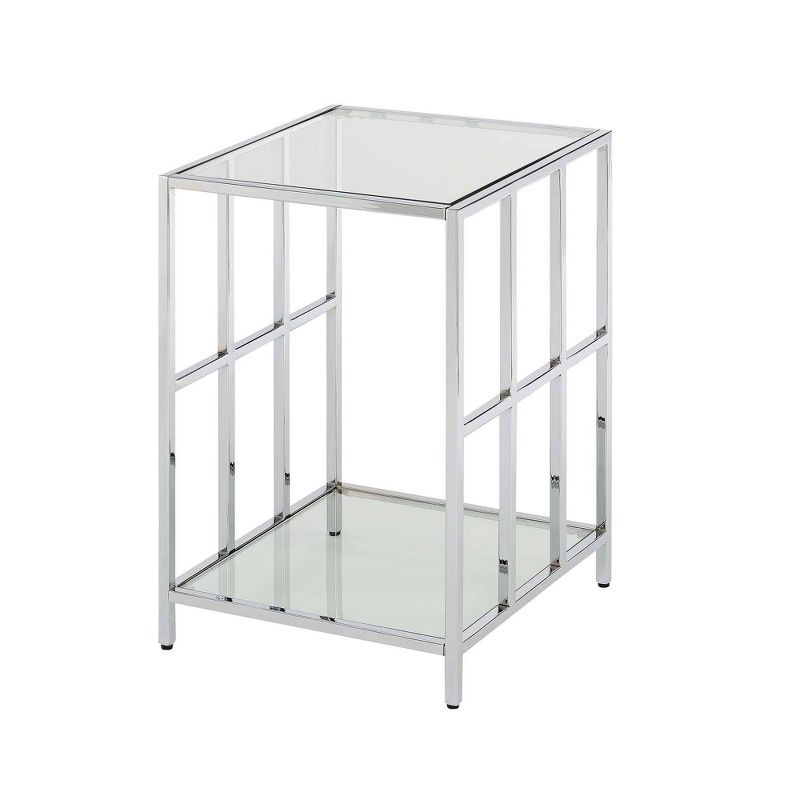 Mission Glass End Table Chrome - Breighton Home, 1 of 6