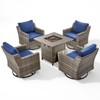 Belord Swivel Rocker Patio Wicker Chairs, Outdoor Swivel Rocker Chair Set of 4 with Propane Firepit Table, High Back Gray Wicker Patio Furniture Set - 4 of 4