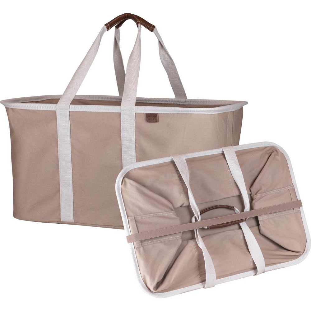 CleverMade Collapsible 2pk Laundry Tote LUXE Mocha/Cream