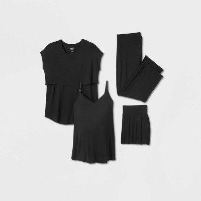 4pk Nursing Bundle Maternity Pajama Set - Isabel Maternity by Ingrid & Isabel™ Black
