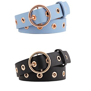 INSPIRE CHIC Womens Grommet Belt Faux Leather Single Pin Buckle Punk Belts for Jeans Pants - 1 of 4