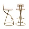 Ridstar Set of 2 Round Armless Upholstered Velvet Bar Stool with Backrest & Gold Legs for Dining Room & Kitchen-Cream White - 4 of 4