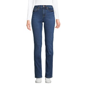 Lands' End Women's Recover High Rise Straight Leg Blue Jeans - 1 of 4