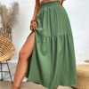 Womens Skirts High Slit Ruffle Hem Smocked Waist Midi Skirt - 2 of 4