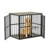 43" Dog Crate Furniture, Chew-Resistant Indoor Dog Kennel with Feeding Bowls, Wood Decorative Pet House End Table for Small/Medium Dogs - 2 of 4