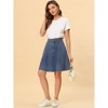 INSPIRE CHIC Women's High Waist A-Line Flared Pleated Above Knee Denim Skirt - 2 of 4