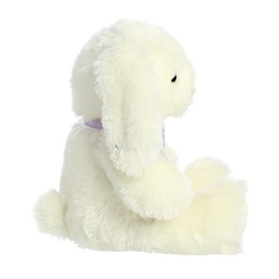 Aurora 10.5 Inch White Plush Bunny with Lavender Bow