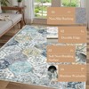 Vintage Area Rugs Washable Floral print Floor Cover, Non-Slip Oriental Accent Carpet, Foldable Low Pile Indoor Mat for Kitchen, Bedroom, Living Room - 2 of 4