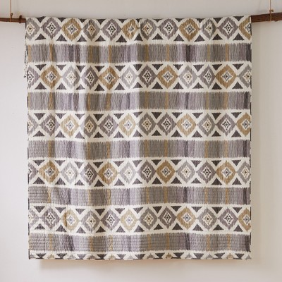 Santa Fe Gray and Tan Cotton Reversible King Quilt