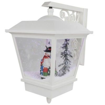 White LED Lighted Musical Snowman Christmas Street Lamp Decoration