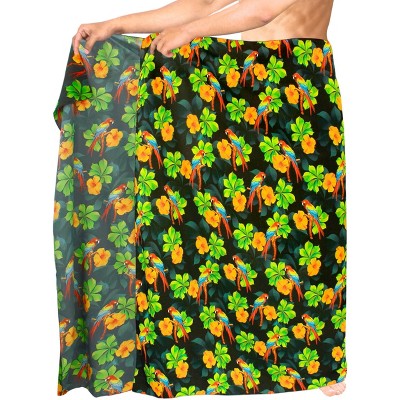LA LEELA Men's Swimwear Cover Up Swim Wrap Beachwear Sarongs Beach Lava Lava Hawaiian Pareo Summer Long Sulu For Men One Size Black, Floral