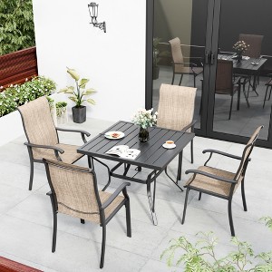 Pamapic 5-Piece Metal Outdoor Patio Dining Set with 4 Text Ilene Chairs and Square Table - 1 of 4
