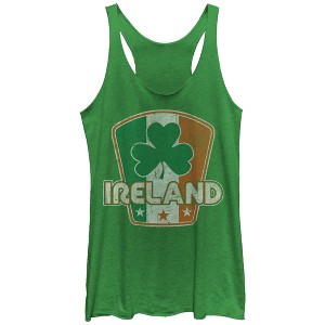 Women's Lost Gods Ireland Flag Clover Racerback Tank Top - 1 of 3
