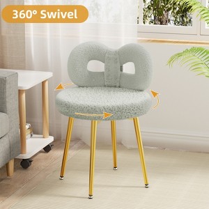 Swivel Vanity Chair with Back, Makeup Chair, Desk Chair for Girl with Cute Bow Backrestst - 1 of 4