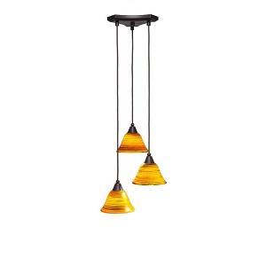 Toltec Lighting Europa 3 - Light Pendant in  Dark Granite with 7" Firré Saturn Shade - 1 of 1