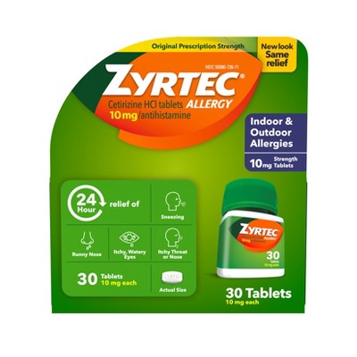 Zyrtec 24 Hour Allergy Relief Tablets - Cetirizine HCl - 30ct