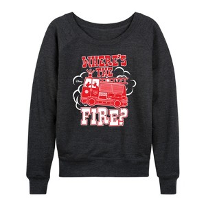Women's - Disney - Wheres The Fire Lightweight French Terry Wide Neck Long Sleeve Shirt - 1 of 4