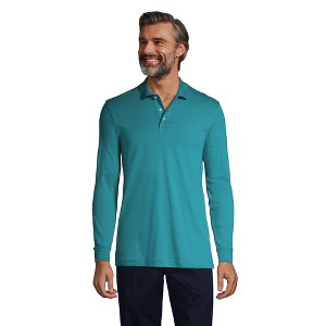 Lands' End School Uniform Men's Long Sleeve Interlock Polo Shirt - 1 of 4