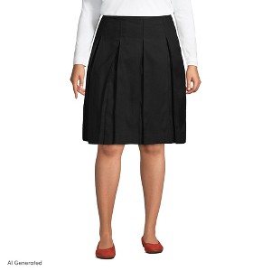Lands' End Women's Plus Size Box Pleat Skirt Top of Knee - 18W
