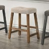 Rustic Wood Bar Stools with Upholstered Seats, Set of 2 - 26" Bar Stools - 2 of 4