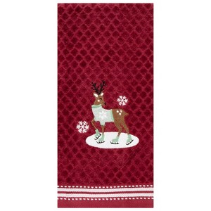John Ritzenthaler Co. 100% Cotton Kitchen Towels Skating Deer Absorbent Dish Towels for Drying & Cleaning Soft & Durable (Set of 2) - 1 of 4