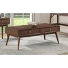 48" Retro Modern Coffee Table with 2 Drawers, Walnut Veneer Wooden Accent Piece for Living Room or Lounge - 4 of 4