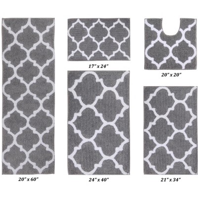 Set Of 5 Marrakesh Collection Silver 100% Polyester Reversible ...