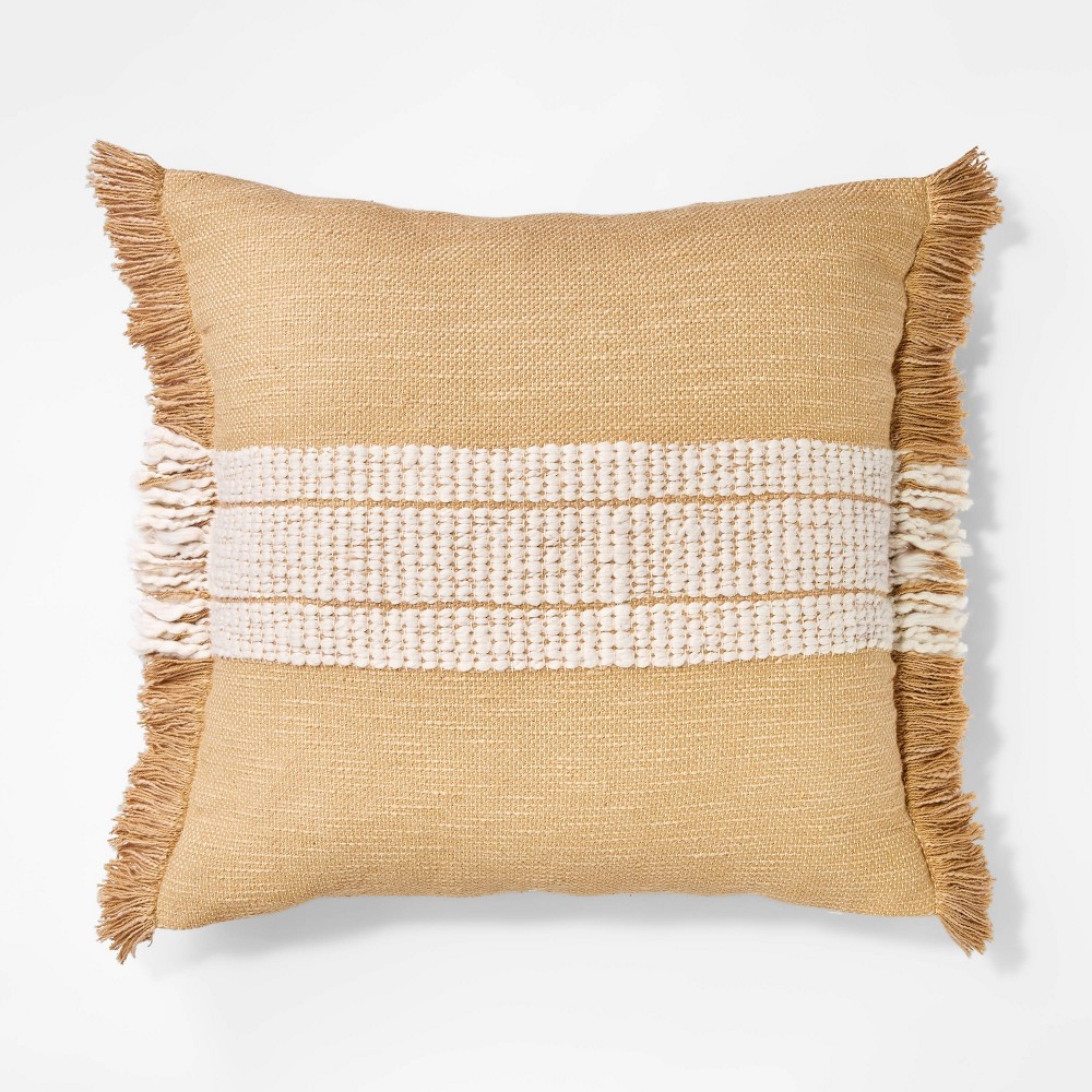 Photos - Pillow Woven Striped Square Throw  Neutral/Cream - Threshold™ designed with