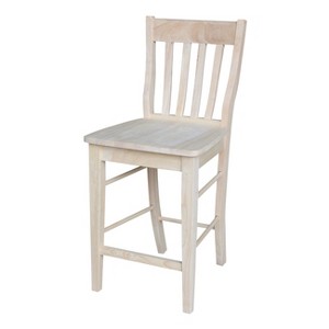 International Concepts 23.82" Cafe Counter Height Barstool Unfinished: Hardwood Frame, Slat Back - 1 of 4