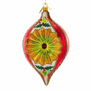Huras Family 7.25 In Canterbury Cheer Poinsettias Classic Merry & Bright Reflector Lemon Drop Tree Ornaments - 1 of 4