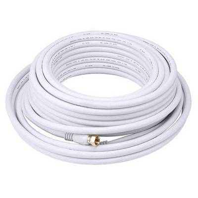 Monoprice Coaxial Cable - 50 Feet - White | RG6 Quad Shield CL2 with F Type Connector, 75 Ohm 18AWG