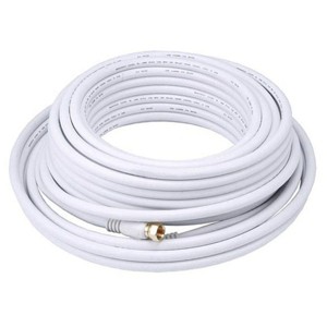 Monoprice Coaxial Cable - 50 Feet - White | RG6 Quad Shield CL2 with F Type Connector, 75 Ohm 18AWG - 1 of 3