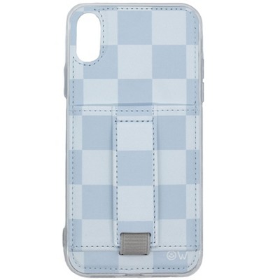 Walli Cases Blue Check by Fullmhouse Phone Case with Wallet and Finger Strap