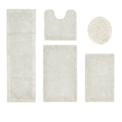 Edge Bath Rug 100% Premium Cotton Ultra-Soft Water Absorbent Tufted Solid Reversible 5 Piece Bathroom Rug Set for Machine Washable Bathmat