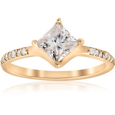 Pompeii3 1 1/4ct Princess Cut Kite Angle Diamond Engagement Ring 14k ...