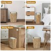 RISOKEYS 2.6 Gallon Small Rattan Garbage Can with Press Top Lid,Woven Waste Basket,Wicker Trash Basket for Bathroom,Kitchen,Living Room,Bedroom - 2 of 4