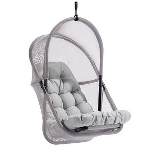Royal Hampton Patio Hanging Swing Chair | Cushioned Light Gray Mesh - 1 of 1