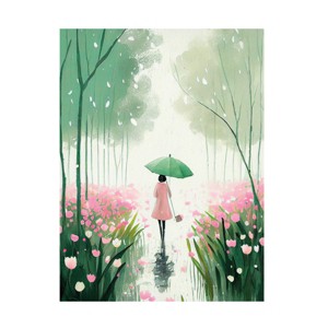 Trademark Fine Art - Incado Walking Through Tulips in the Rain Canvas Art - 1 of 4