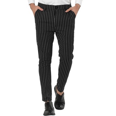 Lars Amadeus Men's Dress Striped Slim Fit Flat Front Business Trousers