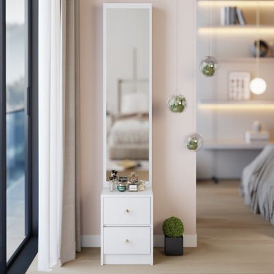VYNXARIA 63" Simple Stylish Dressing Mirror Cabinet,Full Body Mirror Cabinet,Extra Large Mirror,Multi Layer High Capacity Storage£¬White
