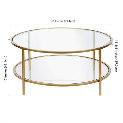 Brass Round Glass Top Coffee Table with Graduated Legs