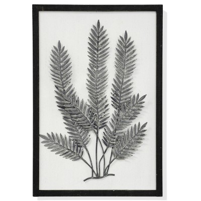 Metal Raka Shadow Foliage Galvanized Washed Fauna Unframed Wall Canvas White - StyleCraft