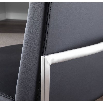 Fuji Contemporary High Back Faux Leather Dining Chair in Black