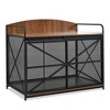 YOOCOZZ Farmhouse Iron Large Dog Crate with Sliding Barn Door and Curved Back Panel - 4 of 4