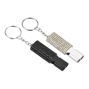 Unique Bargains Outdoor Camping Hiking Fishing Rescue Signaling Alloy Keychain Whistles 2 Pcs - 1 of 3
