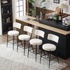 Teddy Fabric Upholstered Curved Back Counter Height Bar Stools with Foam Cushion and Metal Base for Kitchen, Dining or Living Room (Set of 4) - 2 of 4