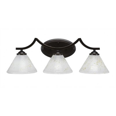 Toltec Lighting Zilo 3 - Light Vanity in  Dark Granite with 7" Gold Ice Shade