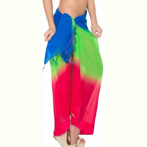 LA LEELA Womens Sarong Swimsuit Cover Up Long Women's Summer Pool Beach Wrap Skirt Swimwear Bikini Cover-ups for Women One Size Blue, Solid - 1 of 4