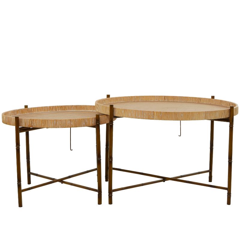 Set of 2 Modern Rattan Nesting Accent Tables Brown - Olivia &#38; May, 4 of 6